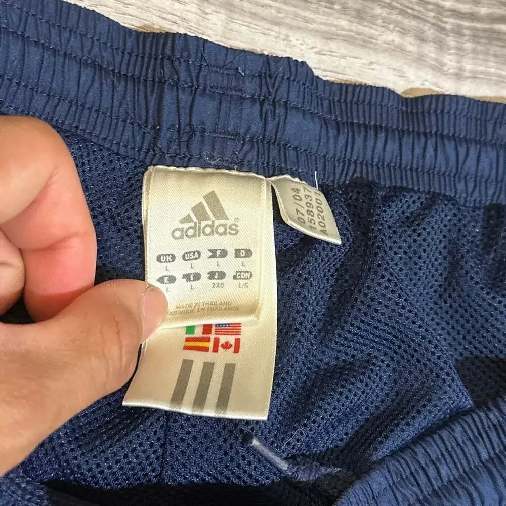 Vintage Adidas ClimaProof Navy Blue Windbreaker Track Pants with Side Zippers